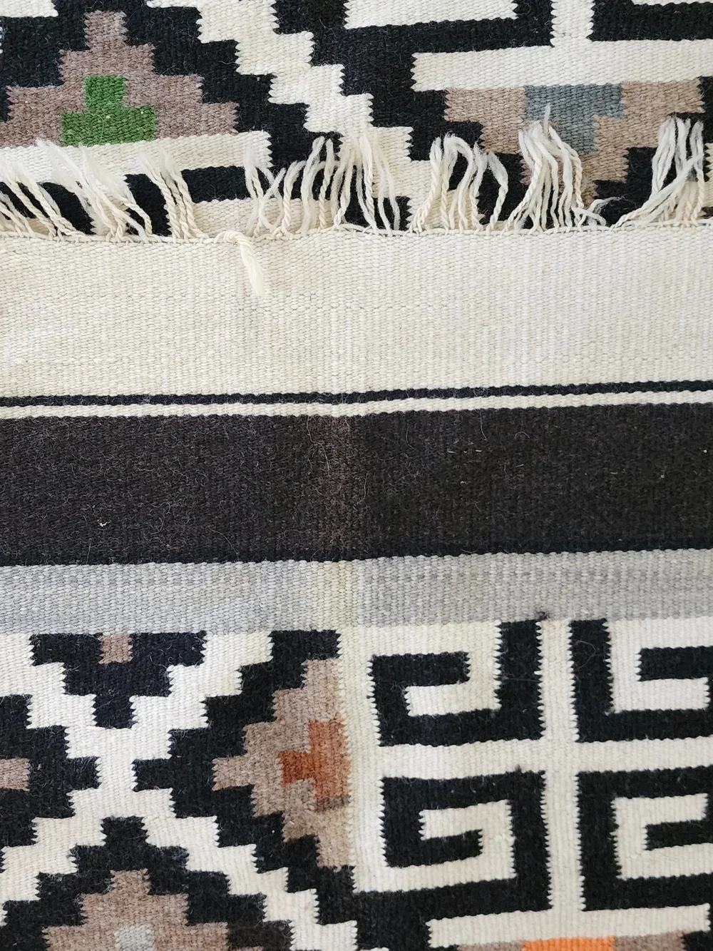 Woven Geometric Black & White Accent Throw Rug with Multicolor Accents 59